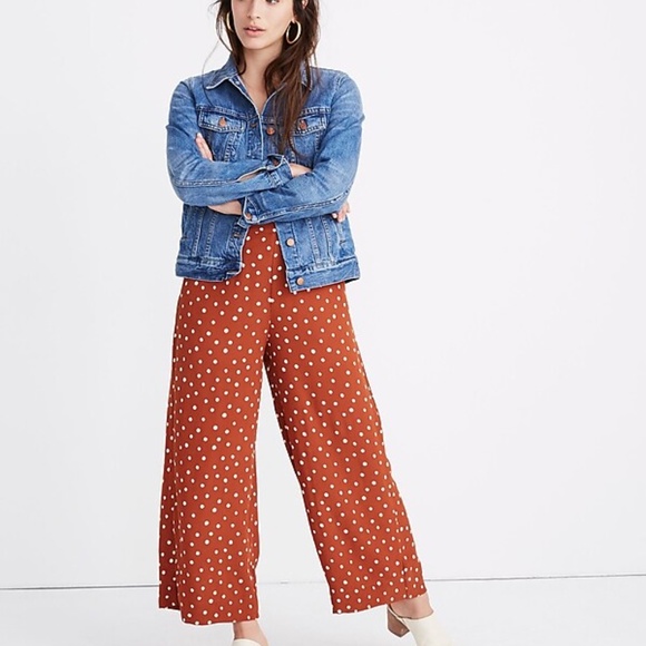 MADEWELL MT Wide Leg Burnt Clay Huston Pull-On Crop Pants Inkspot Dot - Picture 4 of 8